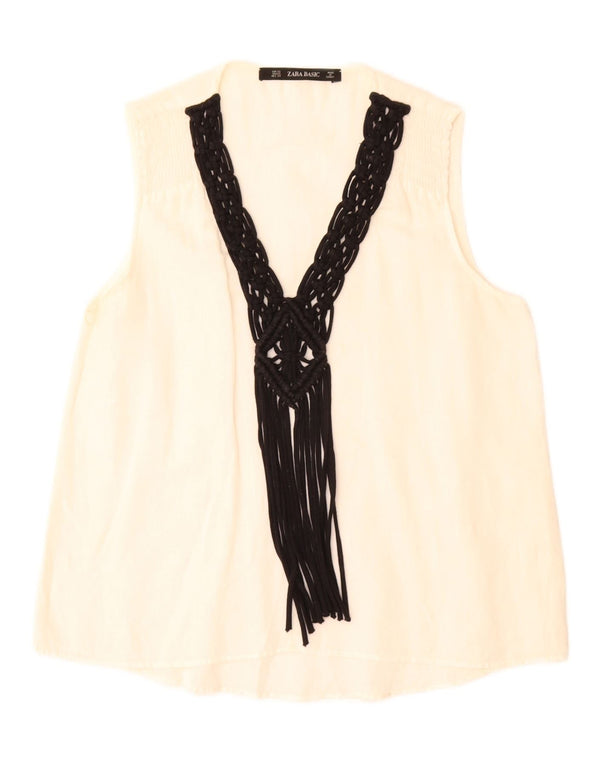 Bluză fără mâneci pentru femei Zara UK 6 XS Alb