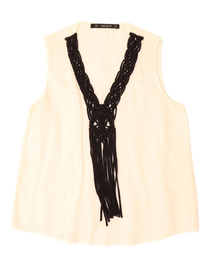 Bluză fără mâneci pentru femei Zara UK 6 XS Alb