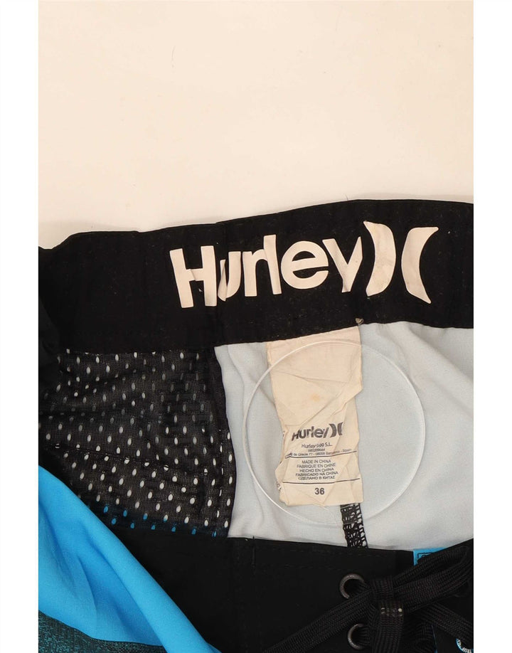 Pantaloni scurți de înot Hurley pentru bărbați, poliester cu dungi mari, albastre