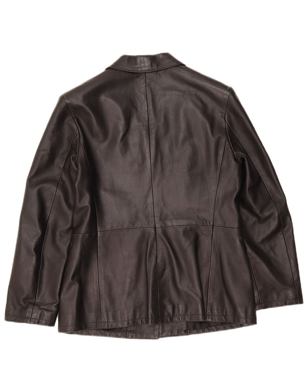 Jachetă vintage din piele cu 3 nasturi pentru femei IT 48 XL din piele neagră