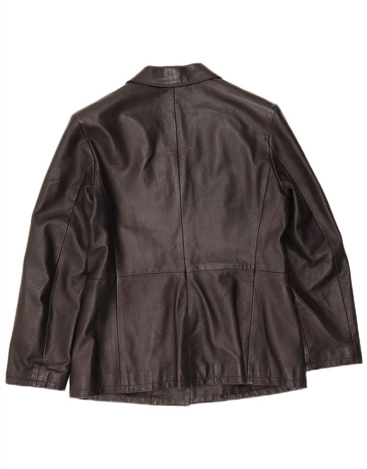 Jachetă vintage din piele cu 3 nasturi pentru femei IT 48 XL din piele neagră