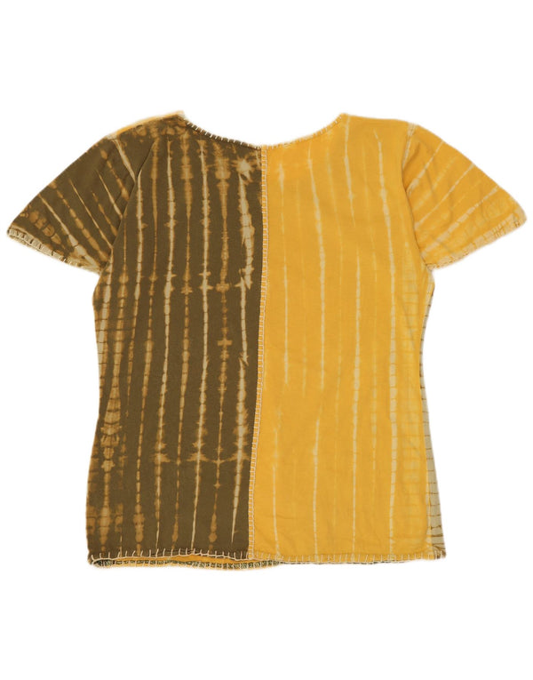 Tricou cu grafic vintage pentru femei Top UK 14 Medium Yellow Tie Dye Bumbac