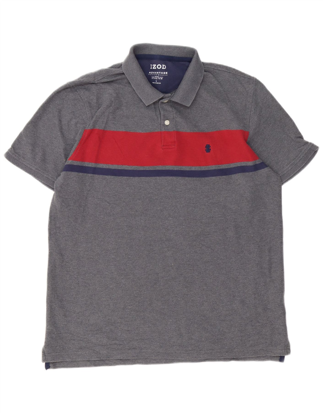 Cămașă polo IZOD pentru bărbați, mare, gri din bumbac color bloc