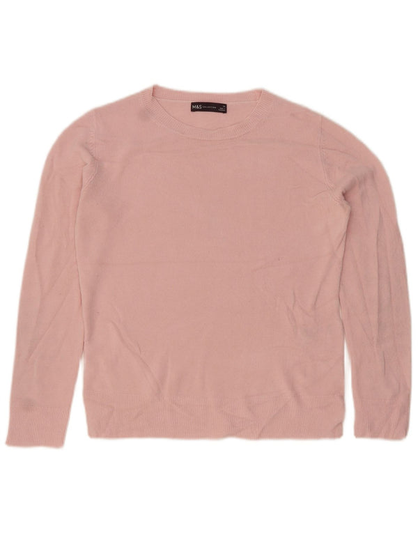 Pulover pentru femei Marks & Spencer cu decolteu rotund UK 10 mic roz acrilic