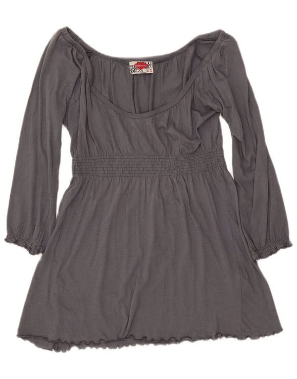 Top bluză Trafaluc cu mâneci 3/4 pentru femei ZARA UK 12 bumbac gri mediu