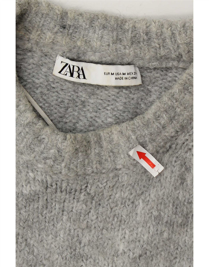 Pulover supradimensionat pentru femei Zara, cu gâtul turn, UK 14 Medium Gri Acrilic