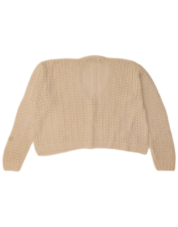 Pulover Vintage pentru femei Crop Cardigan UK 14 Medium White