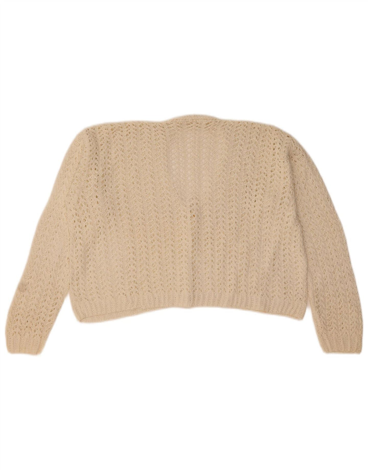 Pulover Vintage pentru femei Crop Cardigan UK 14 Medium White