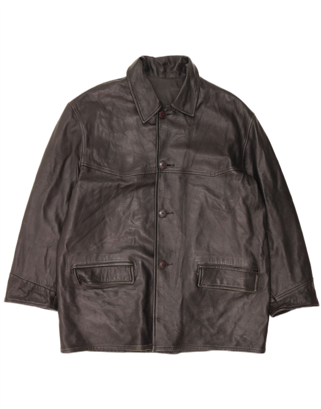 Jachetă de piele pentru bărbați VINTAGE UK 42 XL din piele neagră