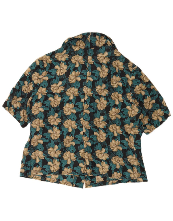 Cămașă vintage cu mânecă scurtă pentru femei UK 16 mare, multicoloră, florală