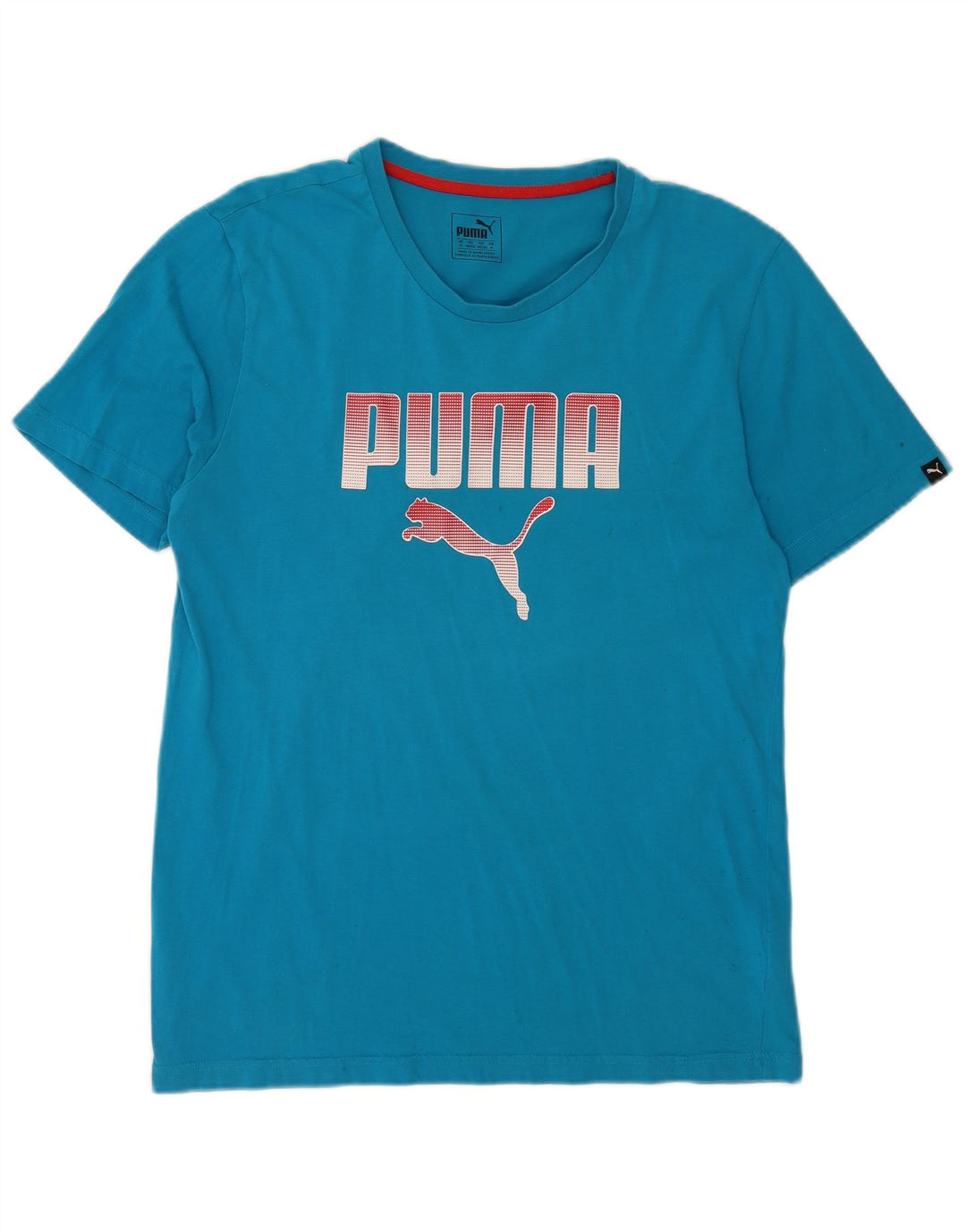 Tricou cu grafică Puma pentru bărbați Top din bumbac albastru mediu