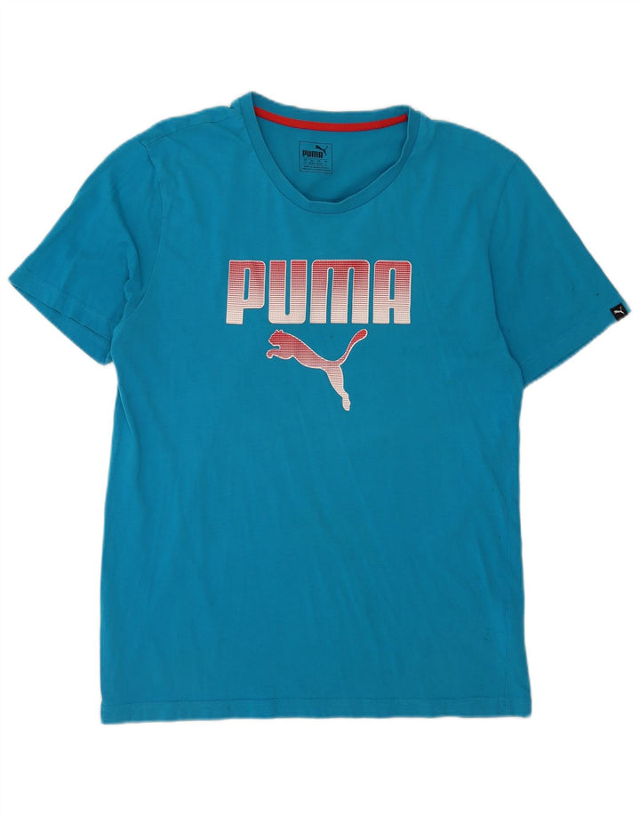Tricou cu grafică Puma pentru bărbați Top din bumbac albastru mediu