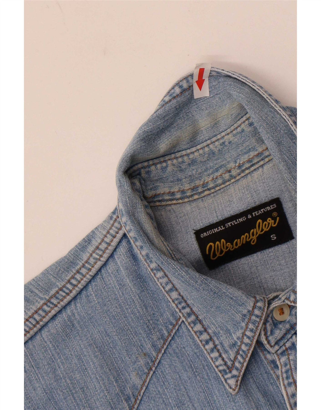 Cămașă din denim fără mâneci pentru bărbați Wrangler, bumbac albastru mic