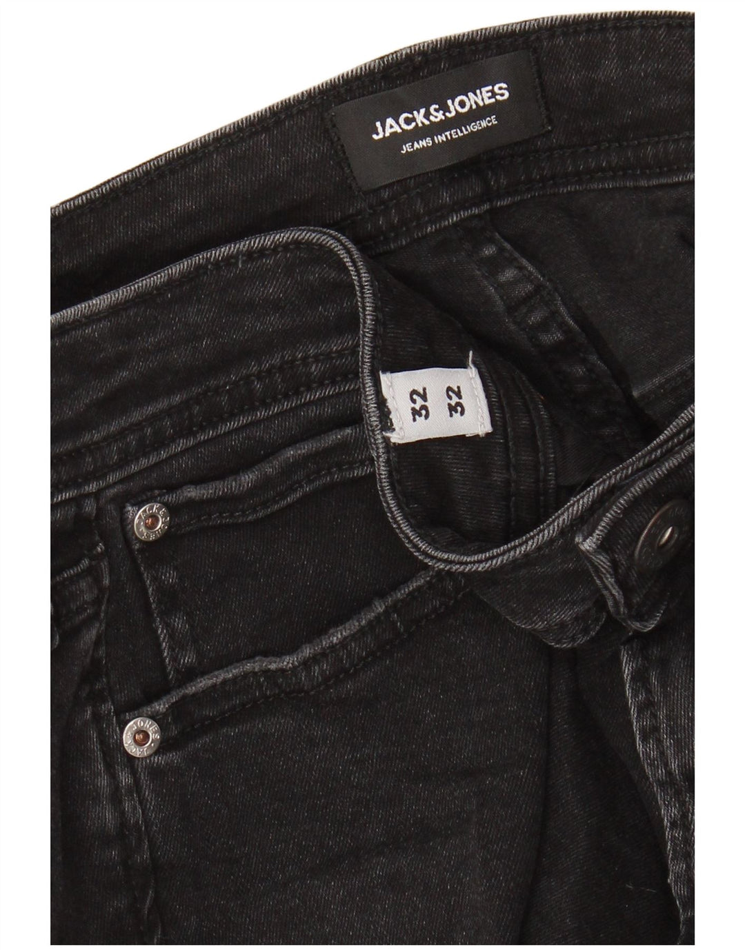 Blugi skinny pentru bărbați Jack & Jones Distressed W32 L32 bumbac negru