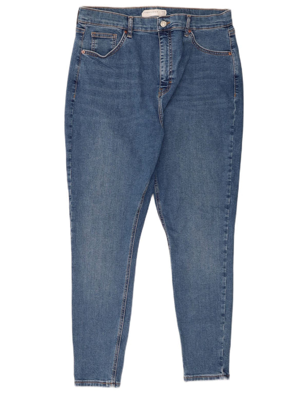 Topshop Blugi Jamie Skinny pentru femei UK 16 Large W30 L26 Blue Bumbac