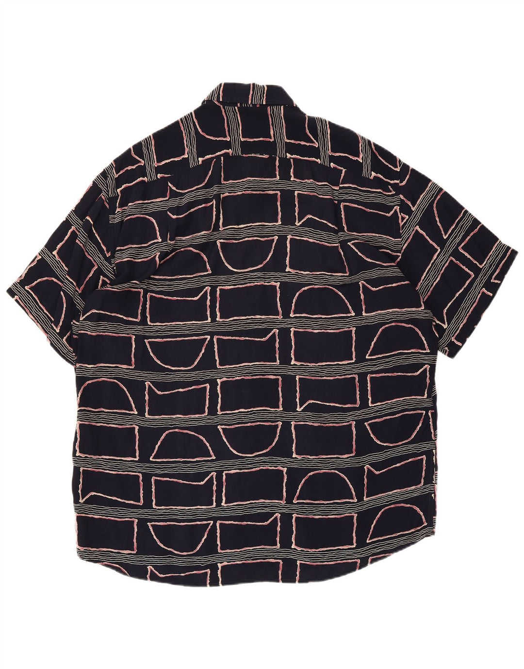 Cămașă pentru bărbați Navigare cu mânecă scurtă, mare, bleumarin, geometrică, viscoză