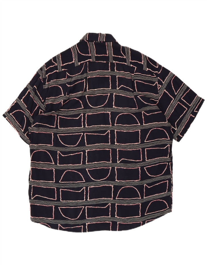 Cămașă pentru bărbați Navigare cu mânecă scurtă, mare, bleumarin, geometrică, viscoză