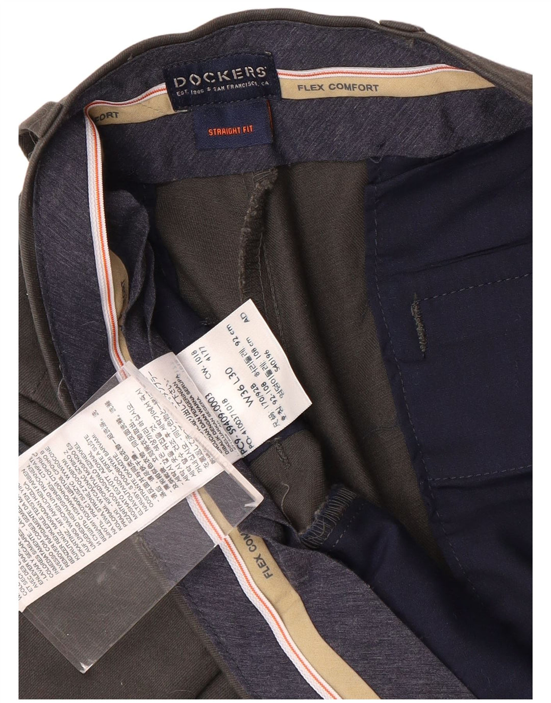 DOCKERS Pantaloni chino drepți, cu ajustare confortabilă, pentru bărbați, L36 L30, bumbac gri