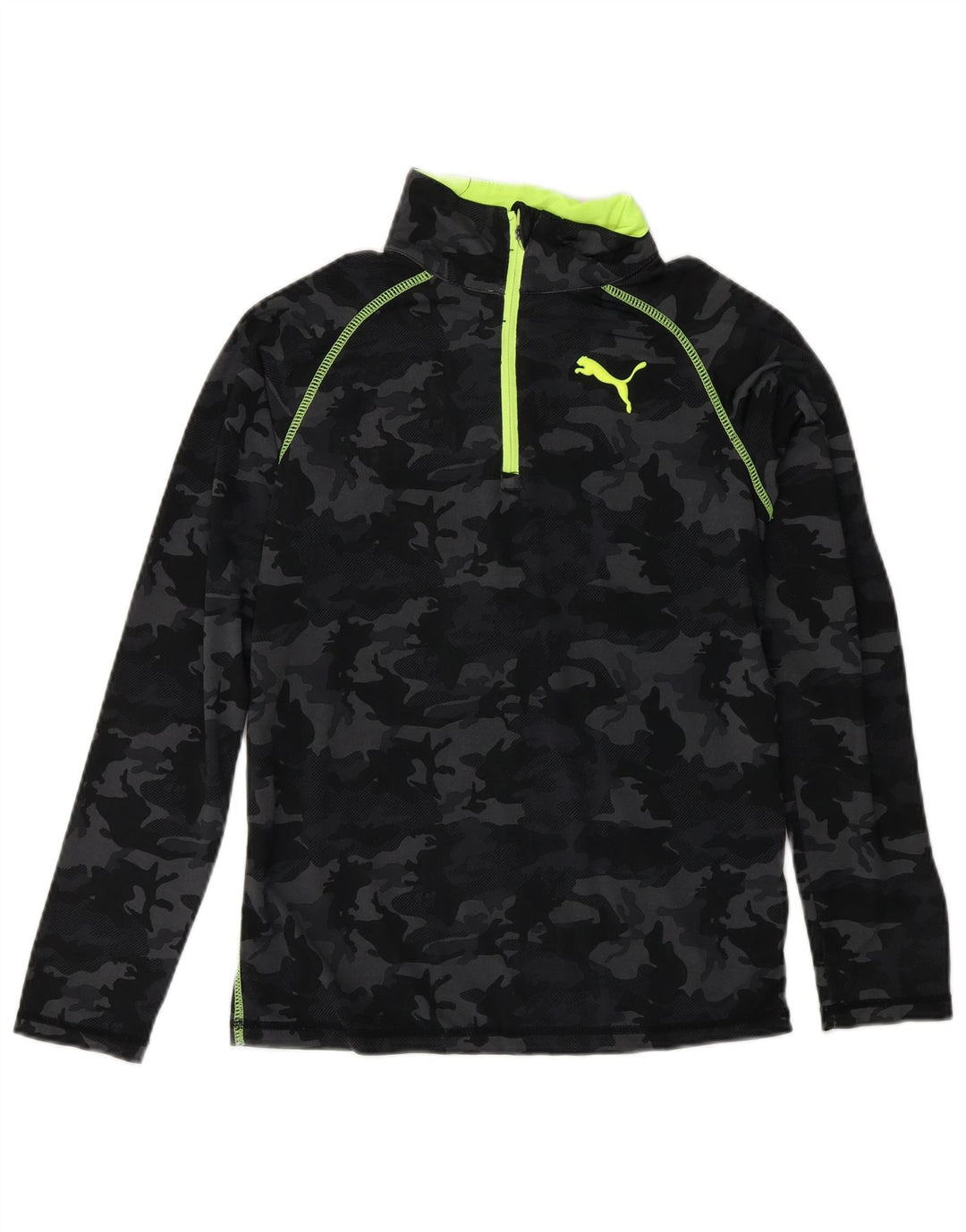 Trening PUMA Pulover pentru băieți Top 9-10 ani Camuflaj mediu negru