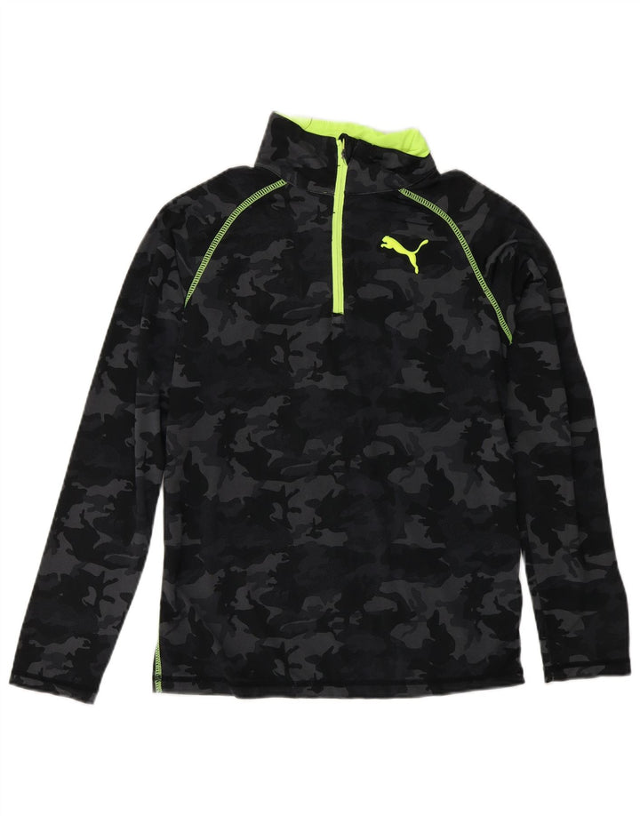 Trening PUMA Pulover pentru băieți Top 9-10 ani Camuflaj mediu negru