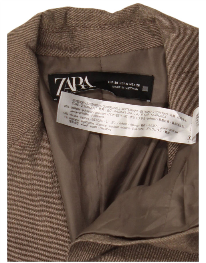 Jachetă Blazer Femei ZARA 1 Buton EU 38 Poliester Maro Mic
