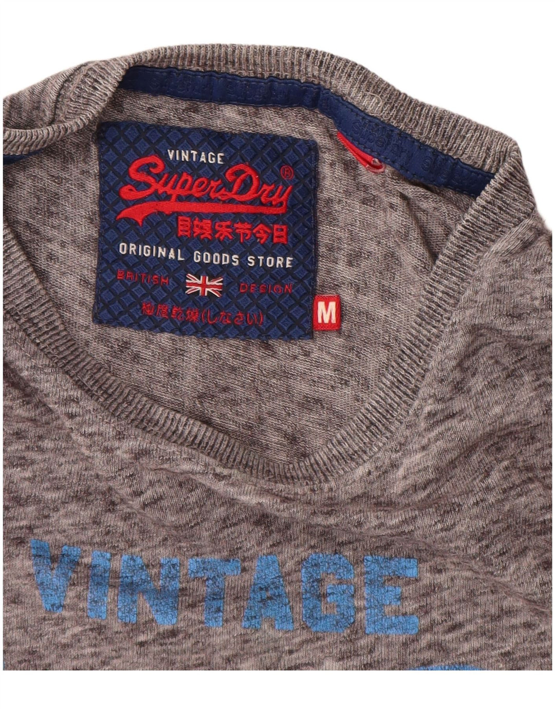 Tricou grafic pentru bărbați SUPERDRY Top din bumbac cu pete gri mediu
