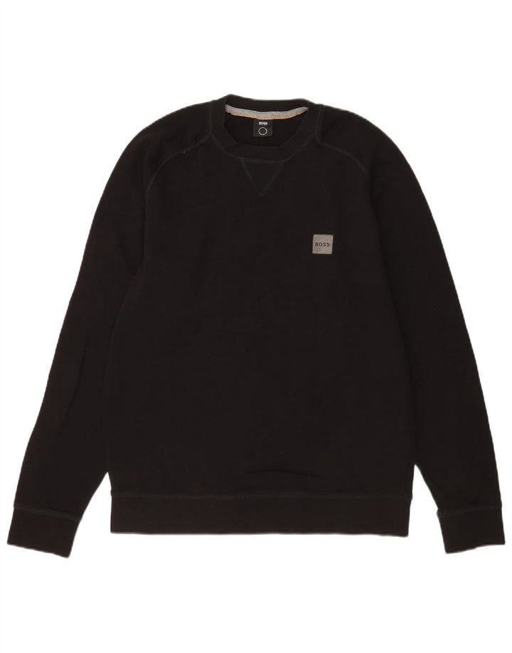 Pulover Hugo Boss pentru bărbați, bumbac mediu negru