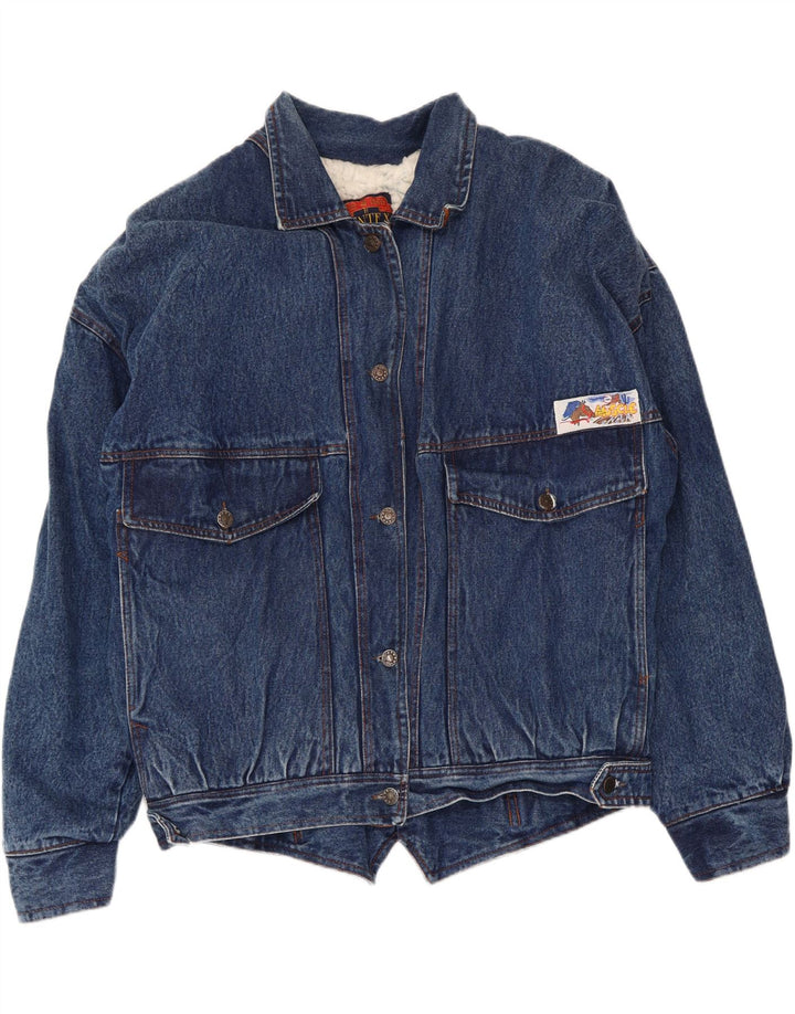 Jachetă Sherpa de denim pentru femei VINTAGE UK 20 2XL Albastru
