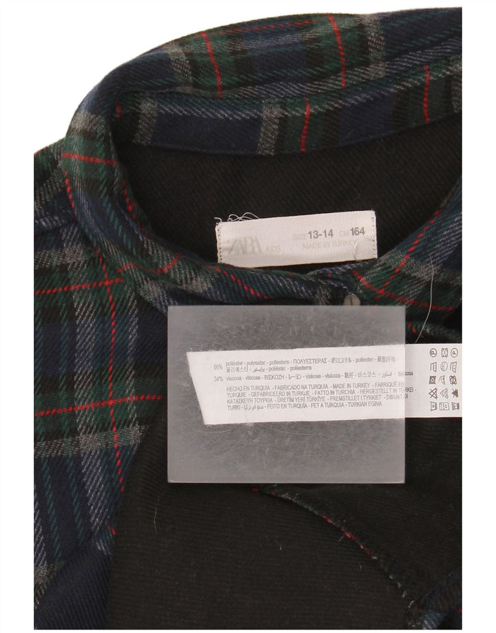 Zara Băieți Supracămașă Cămașă Flanel 13-14 Ani Bleumarin Poliester Check