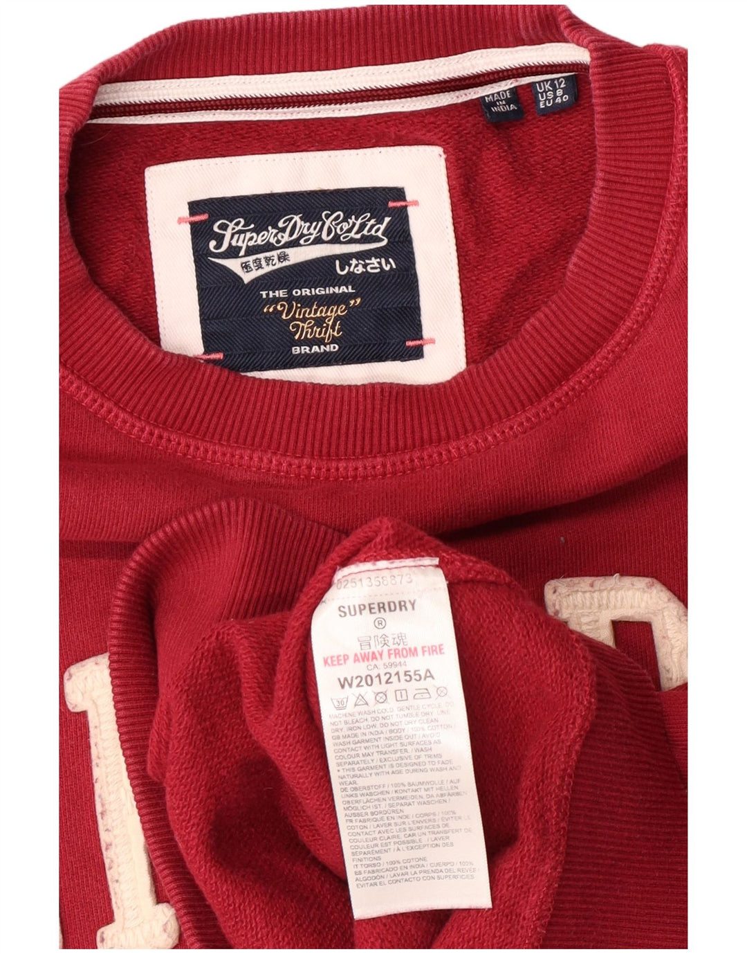 SUPERDRY Pulover cu grafic supradimensionat pentru femei UK 12 Burgundy mediu