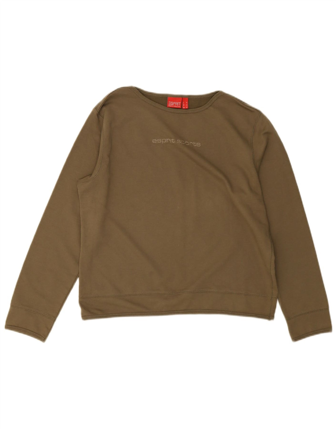 Esprit Crop Graphic Top pentru femei cu mânecă lungă UK 14, bumbac verde mediu