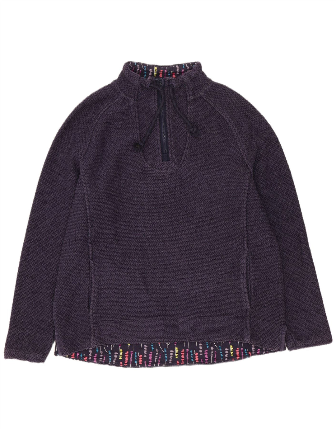 Pulover pentru femei Weird Fish, cu fermoar, cu gât, UK 16, mare, bleumarin, bumbac