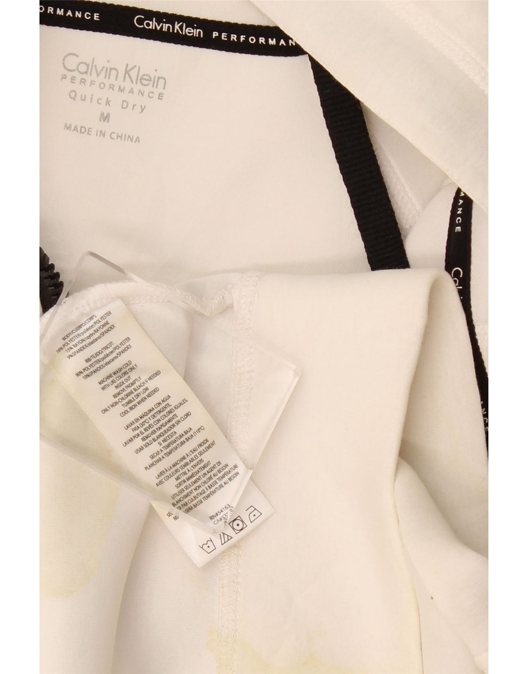 CALVIN KLEIN Pulover cu capotă cu fermoar cu grafic pentru femei UK 14 Medium White