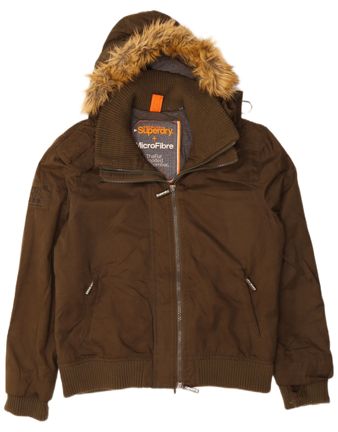 SUPERDRY Windbomber pentru bărbați jachetă bomber cu glugă UK 46 3XL bumbac kaki