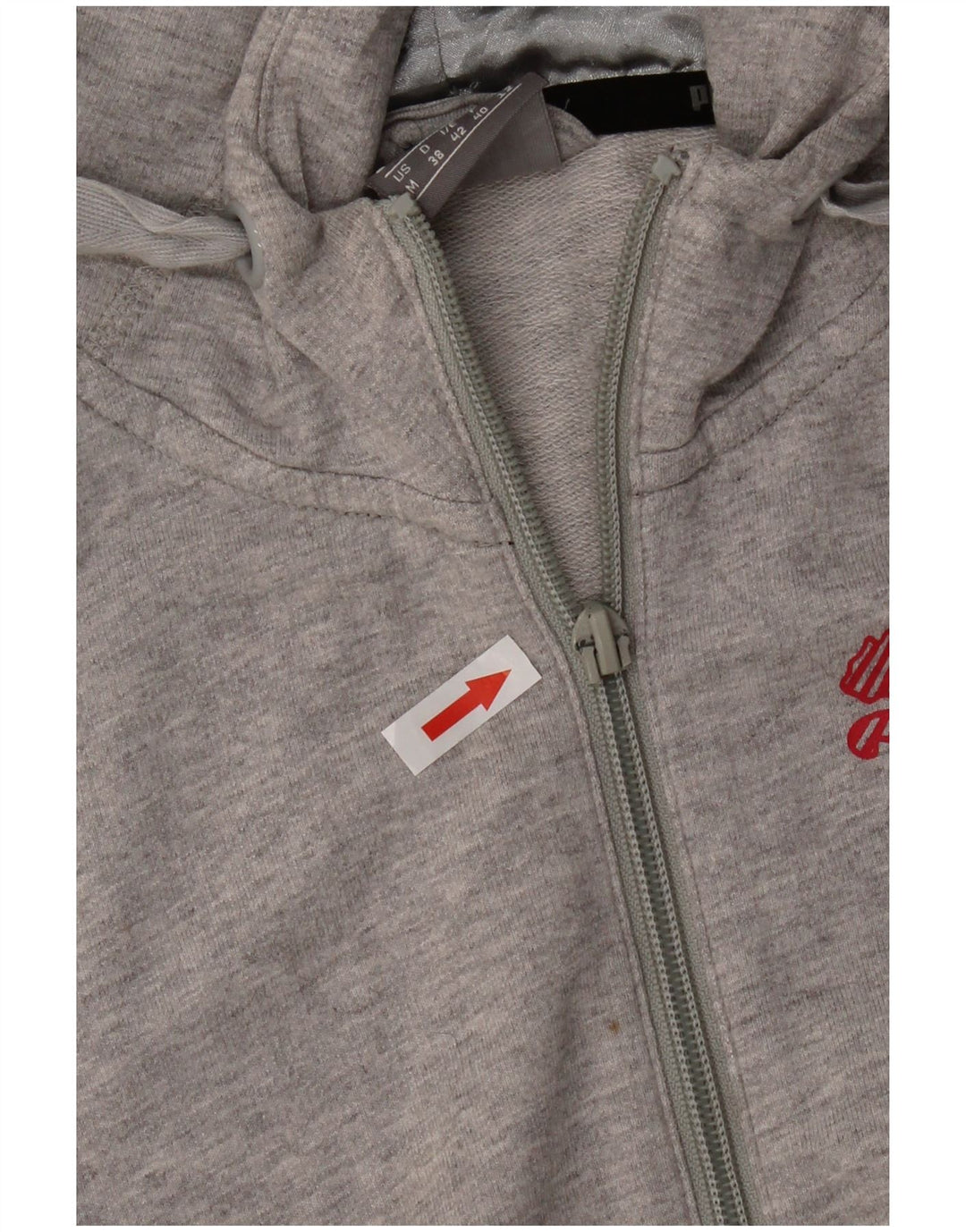 Pulover Puma pentru femei, cu fermoar, UK 12, bumbac gri mediu