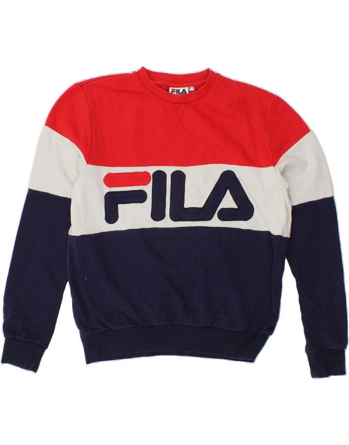 FILA Boys Graphic Sweatshirt Jumper 11-12 Years Medium Multicoloured Vintage Fila and Second-Hand Fila from Messina Hembry 