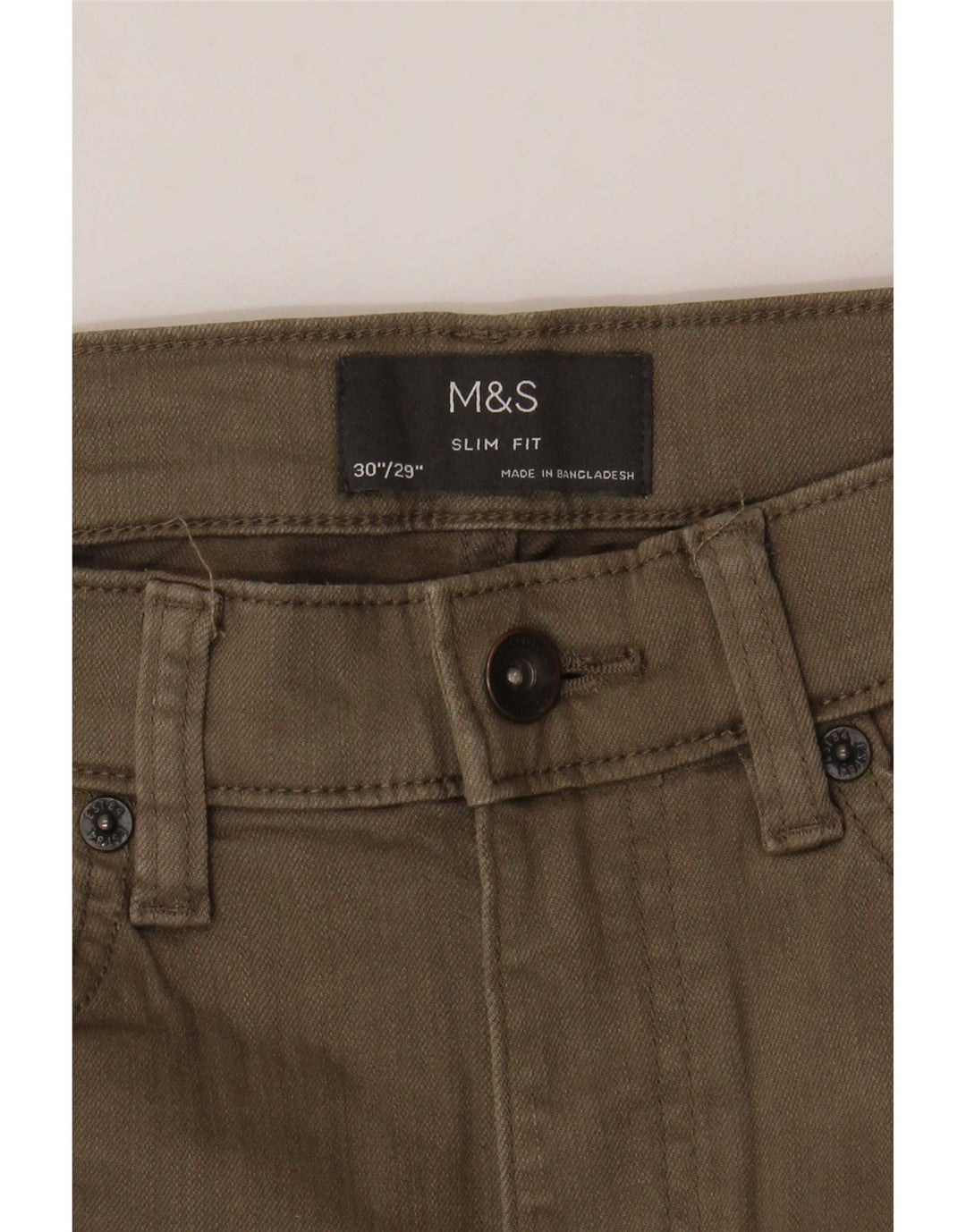 Blugi slim pentru bărbați Marks & Spencer W30 L29 bumbac kaki