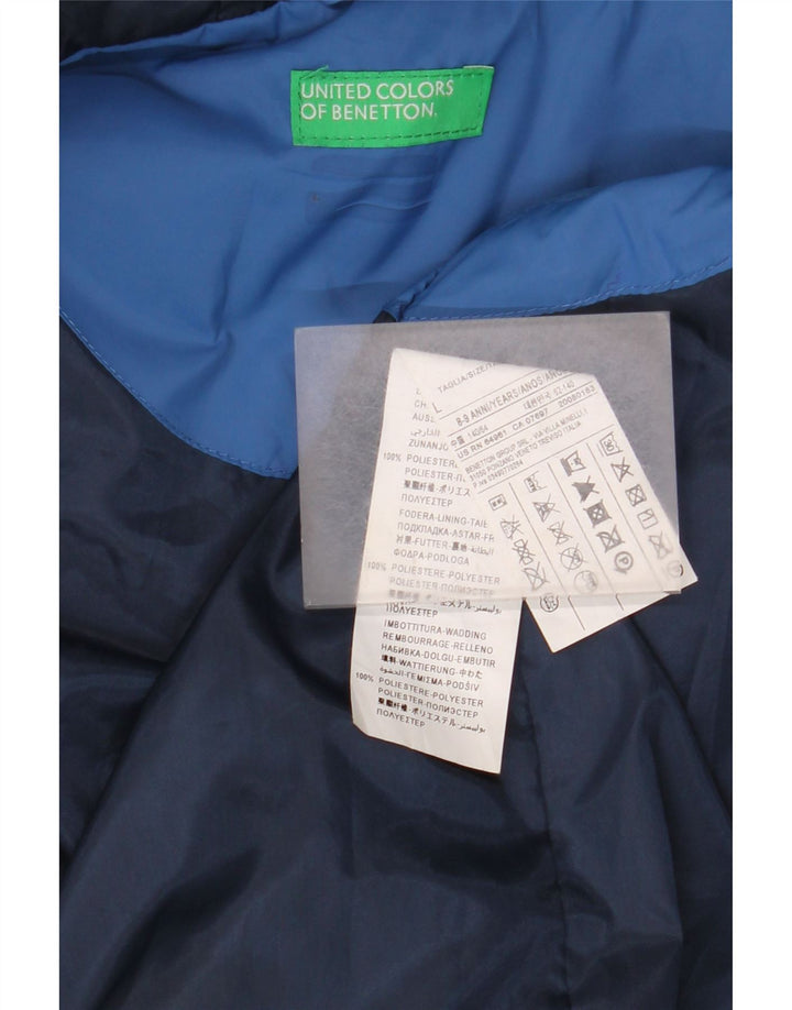 Gilet căptușit cu glugă Benetton pentru băieți 11-12 ani, mare, albastru, poliester