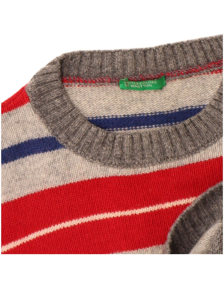 Pulover Benetton pentru băieți cu decolteu rotund 11-12 ani, cu dungi multicolore