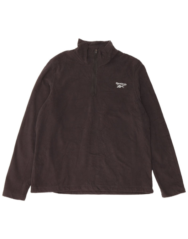 Pulover pentru bărbați REEBOK, cu fermoar și gât, XL, poliester negru