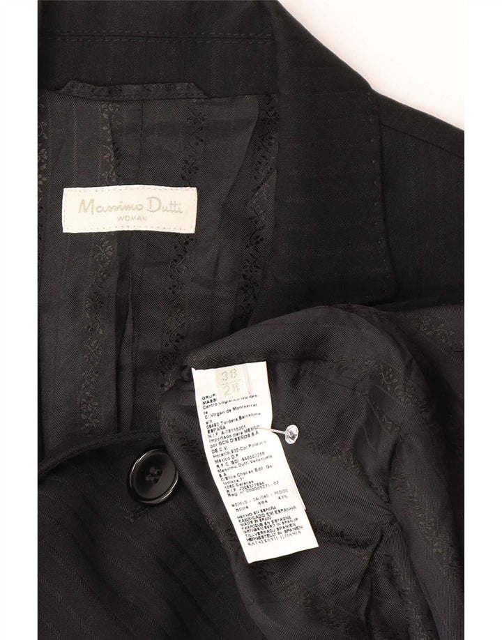 Massimo Dutti Jachetă Blazer pentru Femei cu 2 Nasturi EU 38 Mic Negru Pinstripe