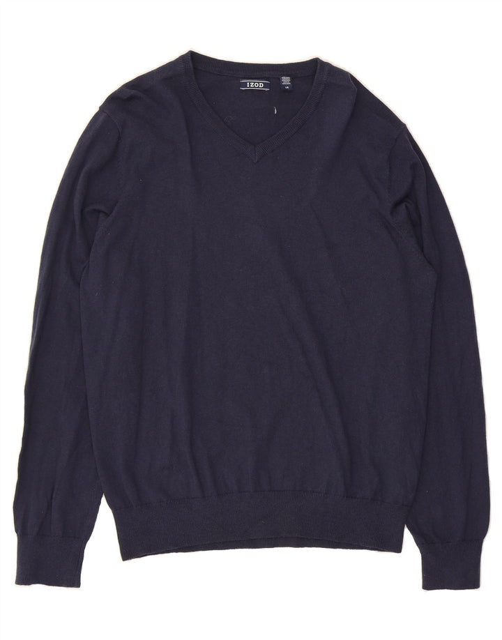 IZOD Mens V-Neck Jumper Sweater Large Navy Blue Cotton Vintage Izod and Second-Hand Izod from Messina Hembry 