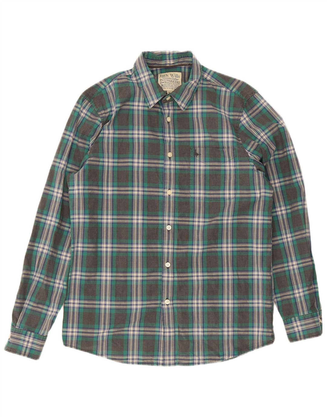 Cămașă Jack Wills pentru bărbați, bumbac cu carouri verde mediu