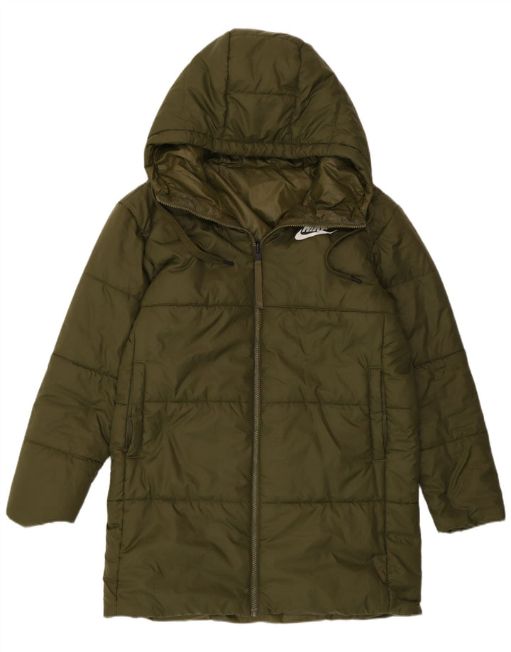 Palton căptușit reversibil cu grafic Nike pentru femei UK 14 Poliester kaki mediu