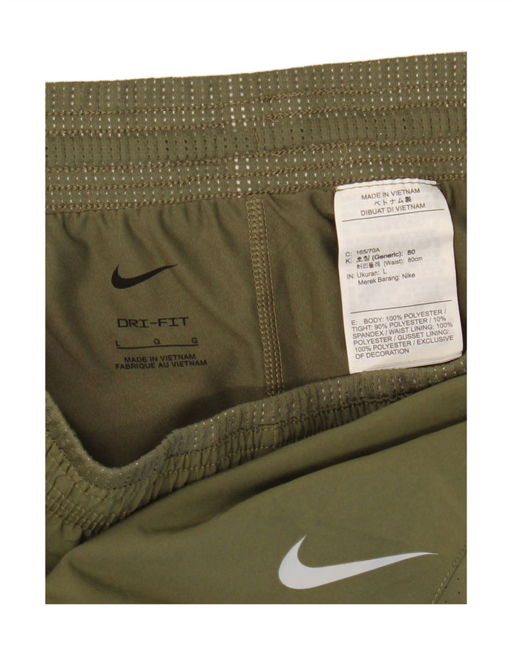 Pantaloni scurți sport Nike Dri Fit pentru femei UK 14, mari, kaki, poliester