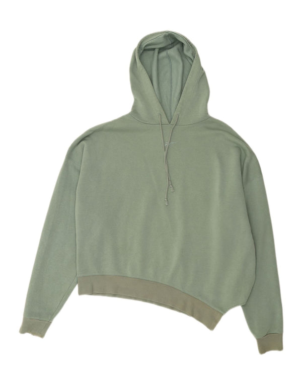 Jumper Reebok Crop Asymmetric Hoodie pentru femei UK 12/14, bumbac verde mediu