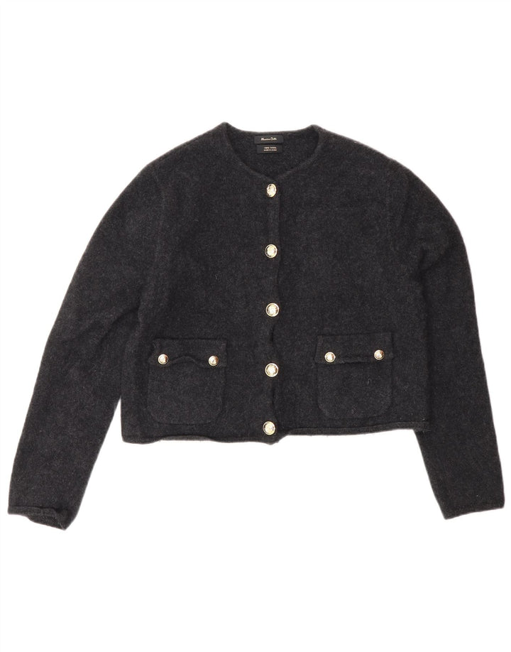 Pulover cardigan crop Massimo Dutti pentru femei UK 12 Lână gri mediu