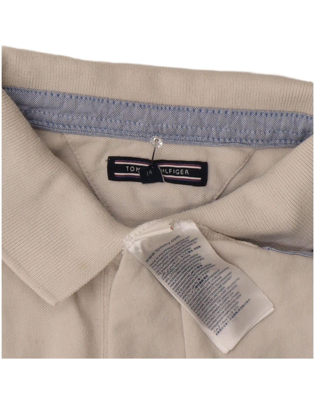 Tricou polo Tommy Hilfiger pentru baieti 13-14 ani bumbac alb