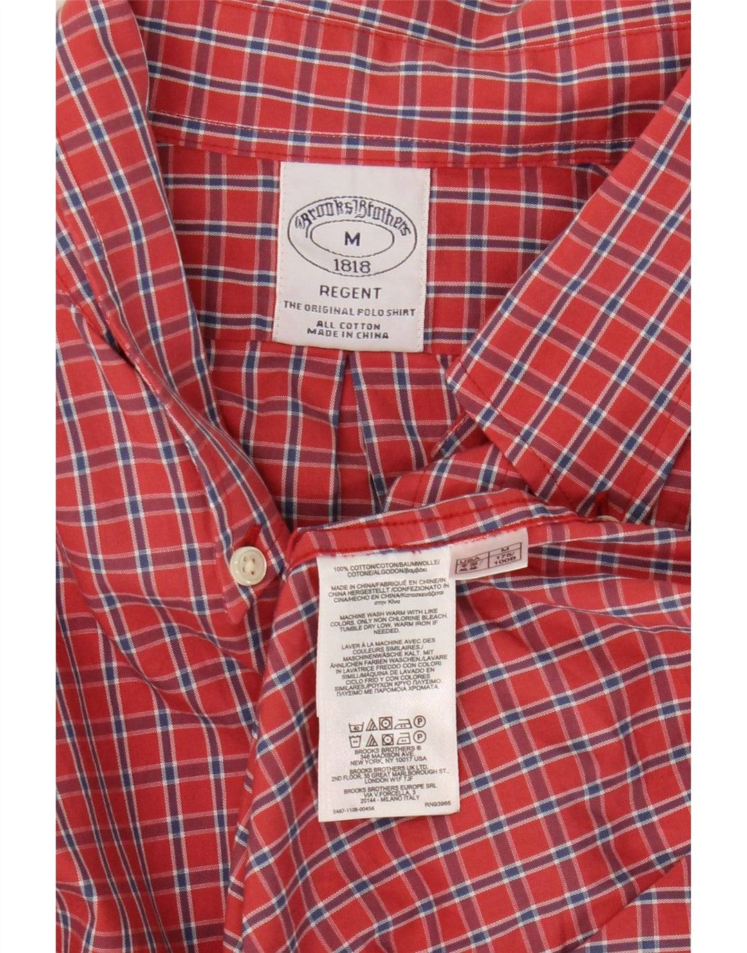 Cămașă Regent pentru bărbați Brooks Brothers, bumbac roșu mediu cu carouri