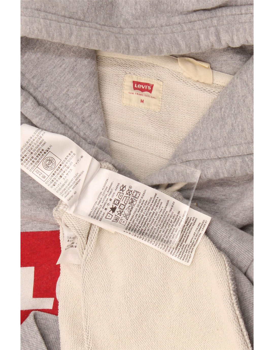 Pulover Levi's pentru bărbați cu capota cu grafică, din bumbac cu pete, gri mediu
